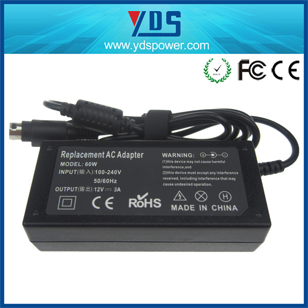 12V3a Desktop Adapter with 4 Pin DC Connector for LCD