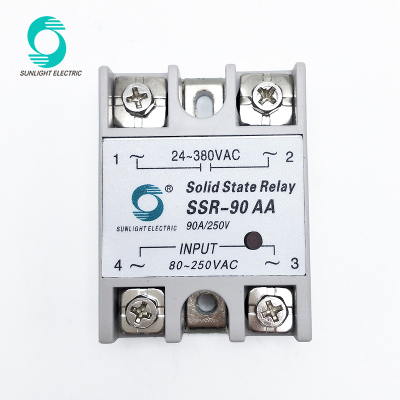 AC to AC Solid State Relay Module SSR-90AA 90A Input 80-280VDC Output 24-380VAC Relay Solid State