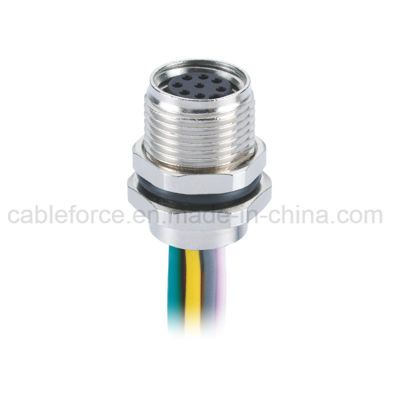 8pin M8 Female Panel Mount Connector for Sensor and Actuators with Wires