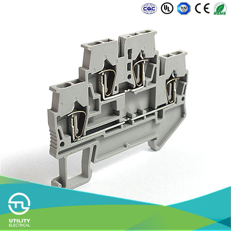 Double Layer DIN Rail Mount Spring Terminal Blocks Jut3-1.5/2