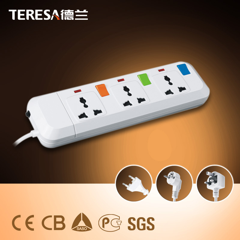 3 Way British Electrical Extension Socket with Individual Switch