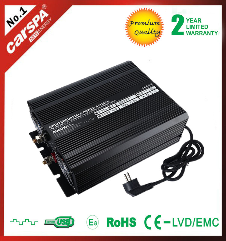 High Work 12V DC Backup Power Inverter With Charger UPS 2000 Watt