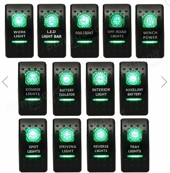 Genuine Carling Switch Green Driving/Reverse Lights LED on/off 12 Volt Arb