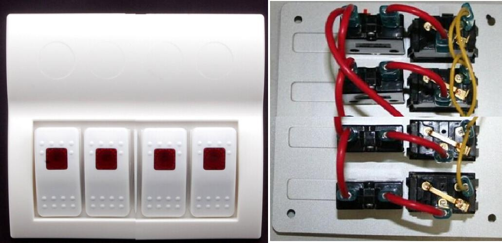 4 Gang Marine Rocker Switch /Control Switch Panel with Circuit Breakers