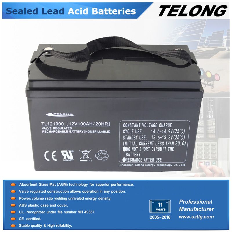 12V100ah Valve Regulated Lead Acid Battery for Solar System