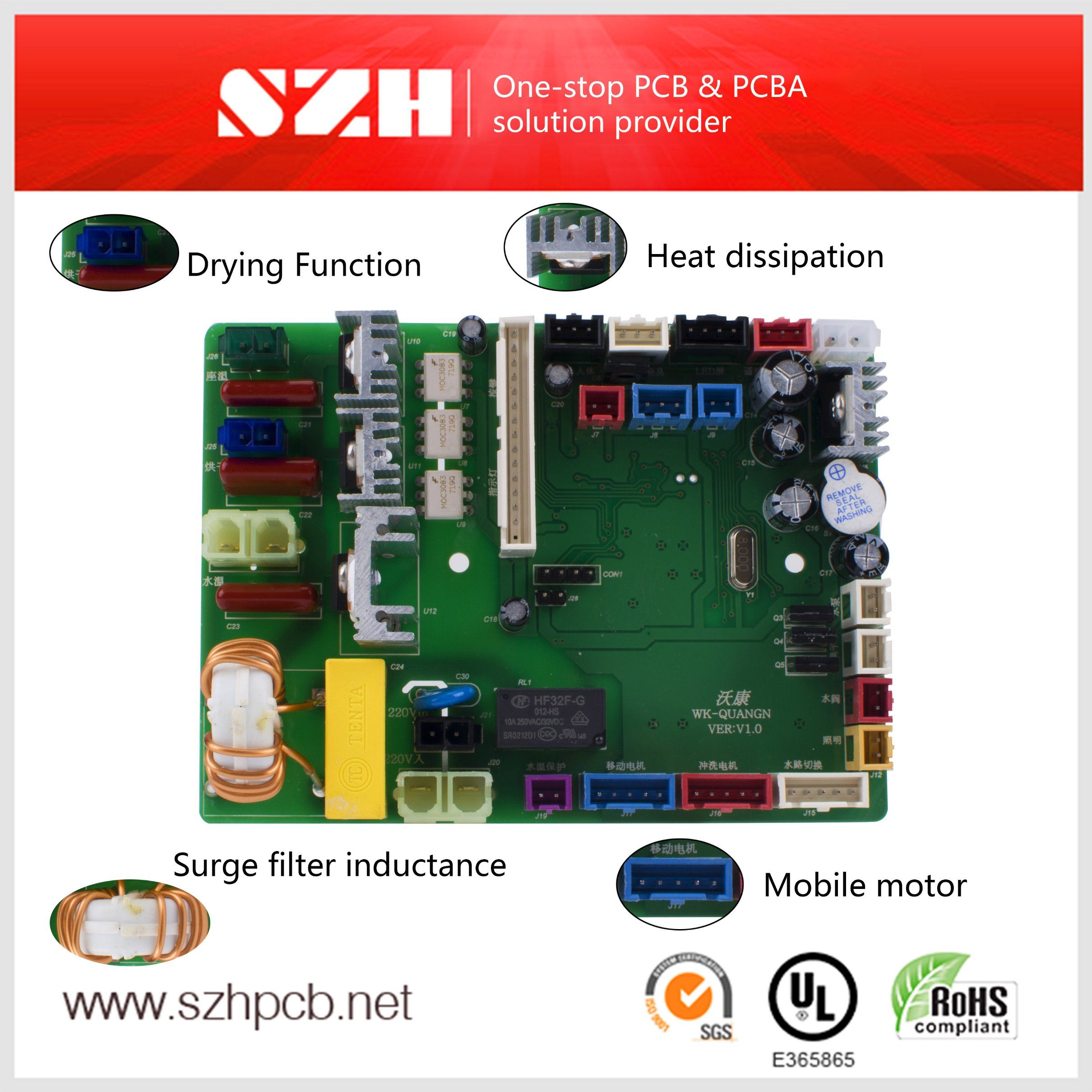 Turnkey 94V0 PCB Prototype Service Automatic Bidet PCB Assembly