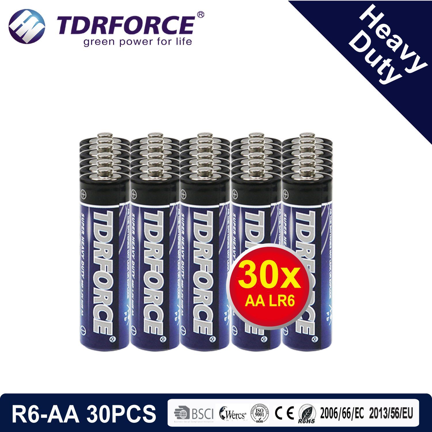 1.5V Heavy Duty Dry Battery with BSCI for Flashlight (R6-AA 30PCS)