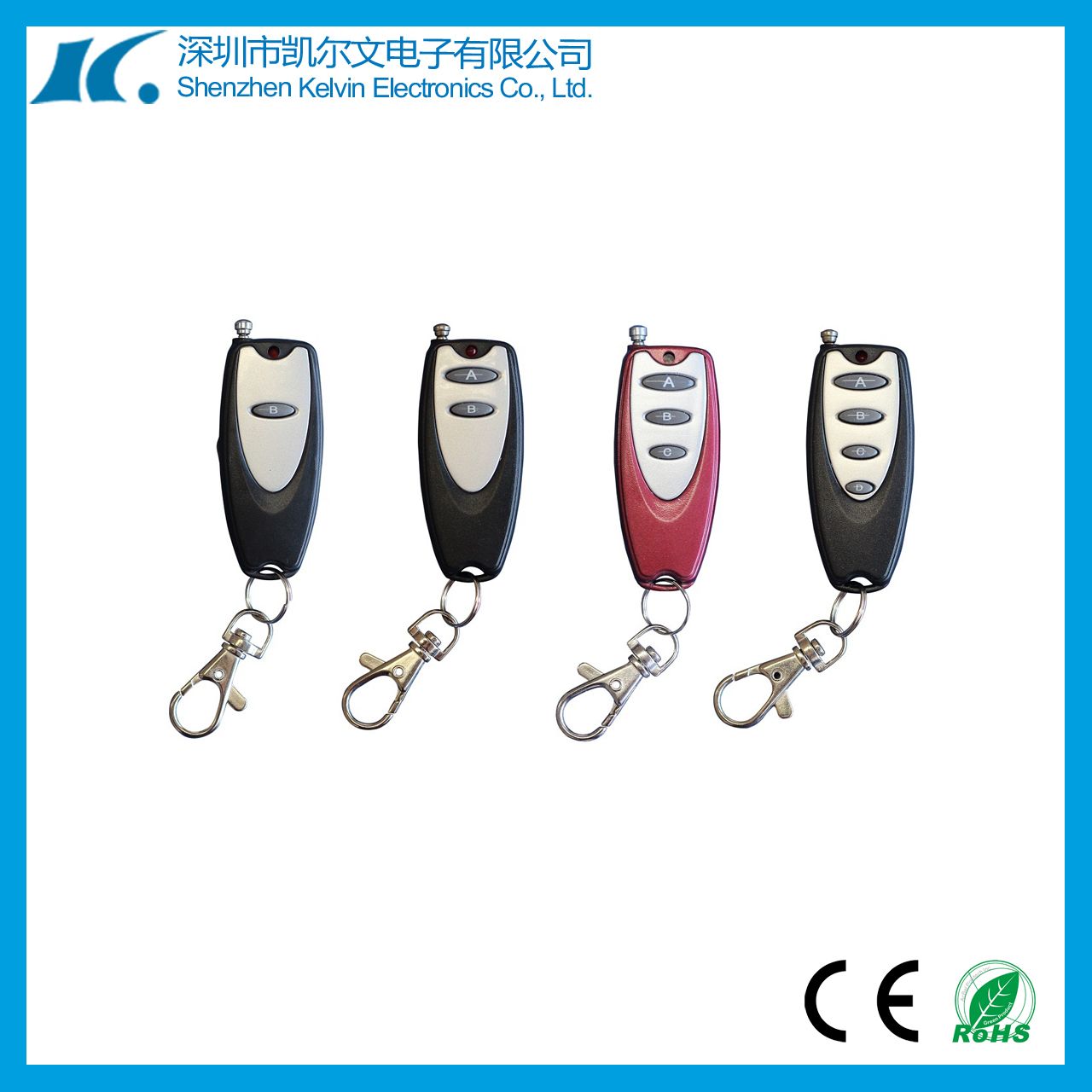 Ce FCC Certification 1-4 Buttons RF Remote Kl200-1/2/3/4