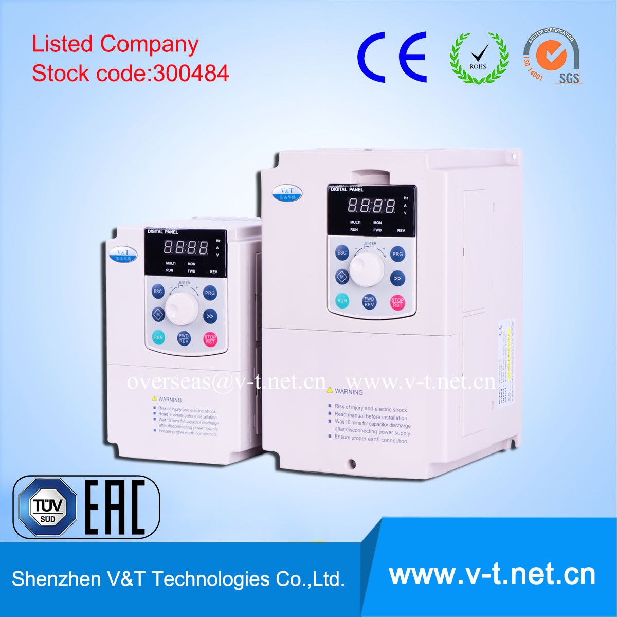 V&T High Performance Sensorless Vector Control Frequency Converter/VSD/VFD with Ce Certificate 0.4 to 7.5kw - HD