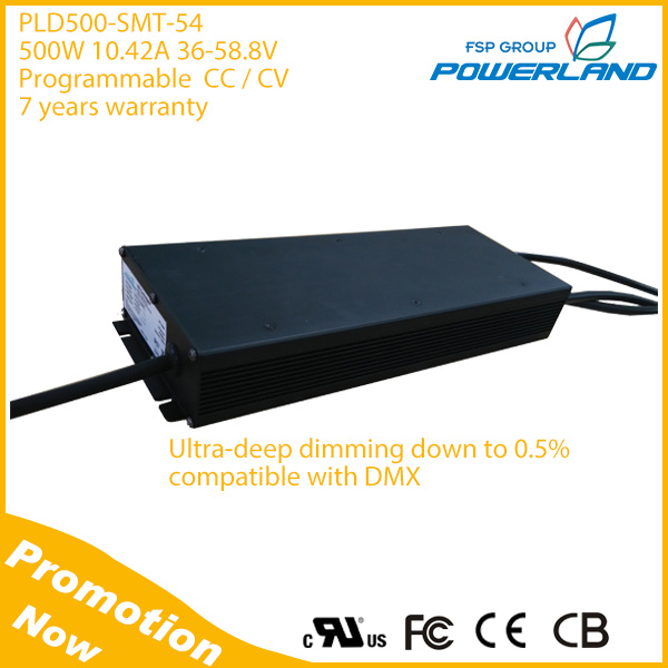 96% High Efficiency 500W 10.42A 36-58.8V LED Driver with Ultra Deep Dimming