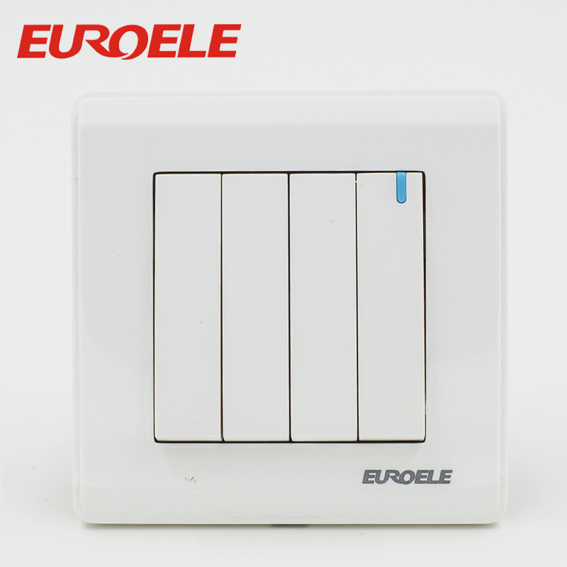 Nice Appearance PC White Color 4 Gang Wall Switch