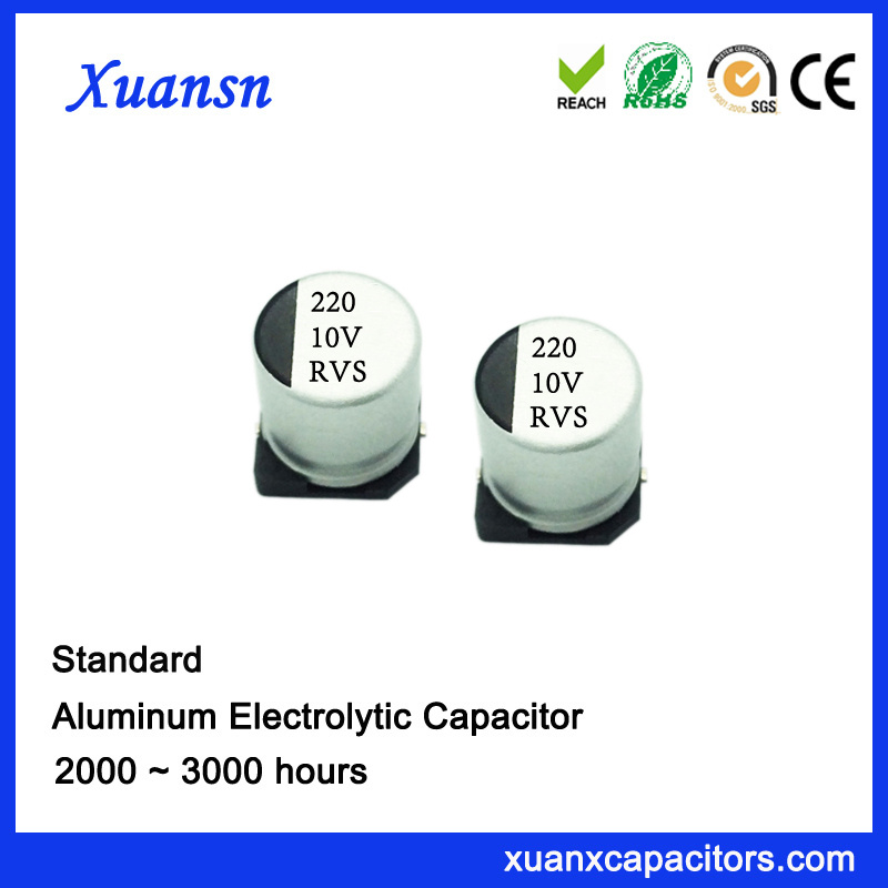 220UF 10V 85º C 2000hours SMD Aluminum Electrolytic Capacitor