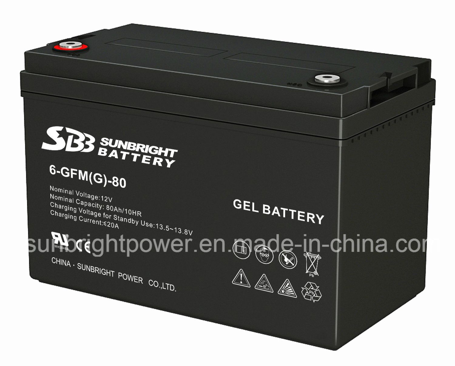 SBB 12V80ah Solar Power Gel Deep Cycle Battery with Ce UL