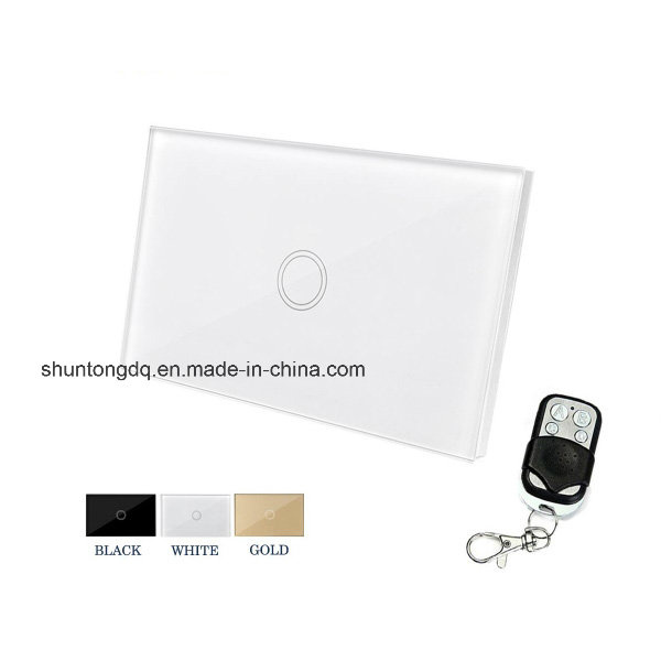 Us Standard Smart Remote Control Touch Switch 110V-240V AC Glass Panel Durable Dirt-Resistant 1 Gang 1 Way Wall Light Switches with 433 Remote Controller