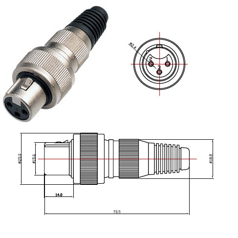 3 Pin Female XLR Connector with Lock Ring (1064)
