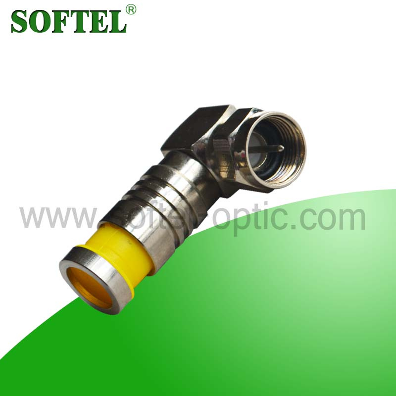 Rg11/RG6 90 Degree Compression F Connector