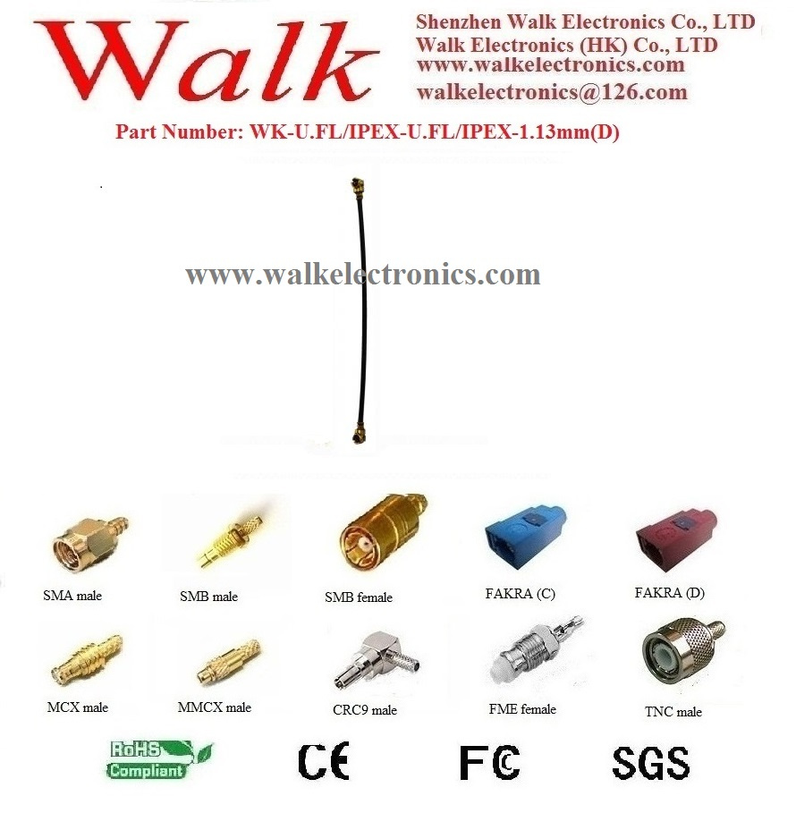 U. FL U. FL 1.13mm (D) Cable, Ipex 1.13mm (D) Cable, U. FL 1.13mm (D) Pigtail Cable