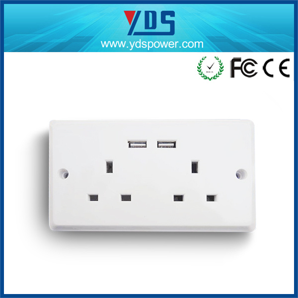 UK USB Wall Socket with 2USB 5V 2.1A/2.4A/4.8A