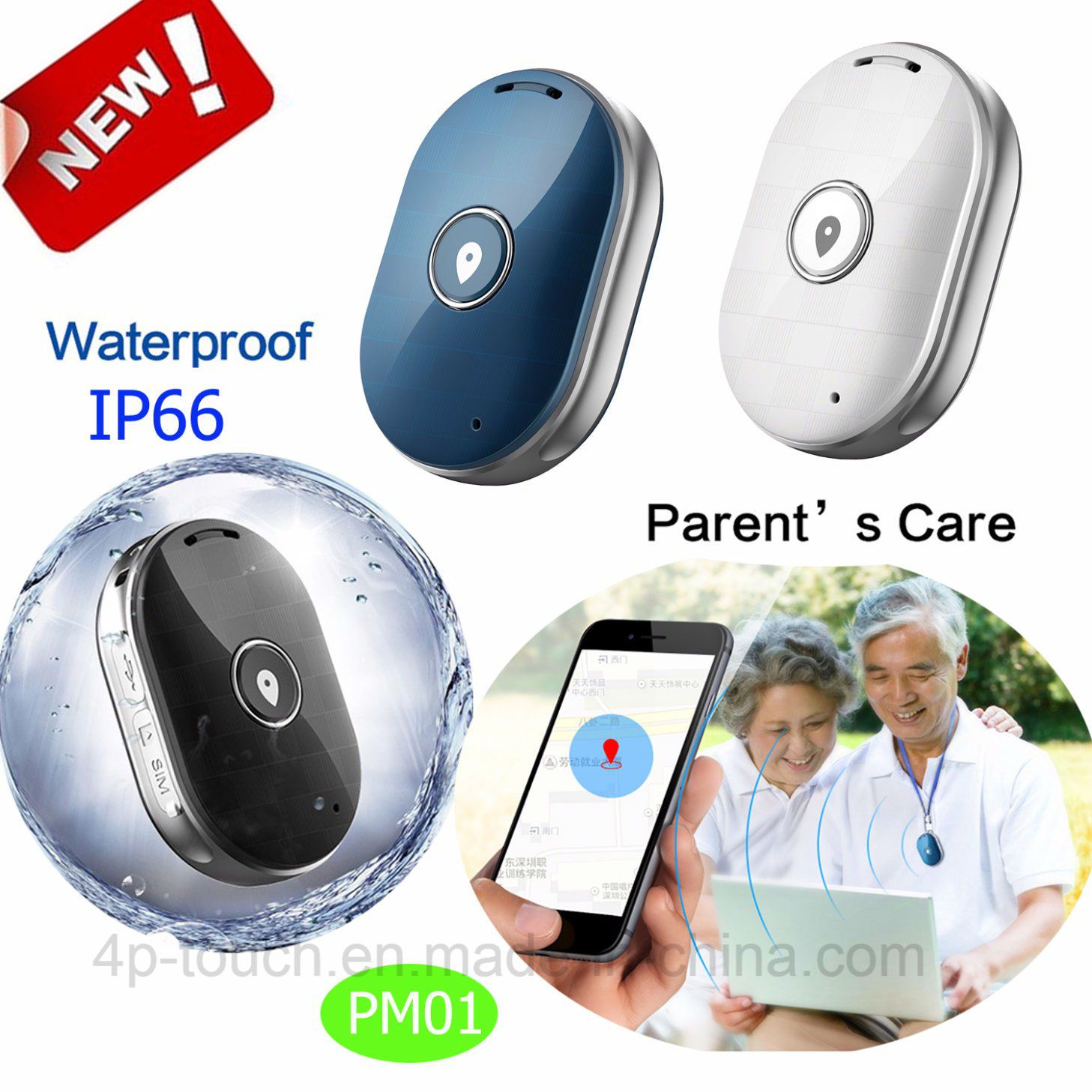 IP66 Waterproof Mini GPS Tracker Key Pendant with Sos Pm01