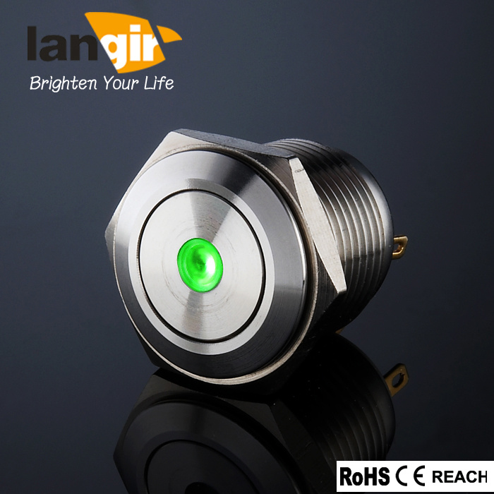 Langir 16mm Short Body Waterproof Stainless Steel DOT Momentary Pushbutton Switch