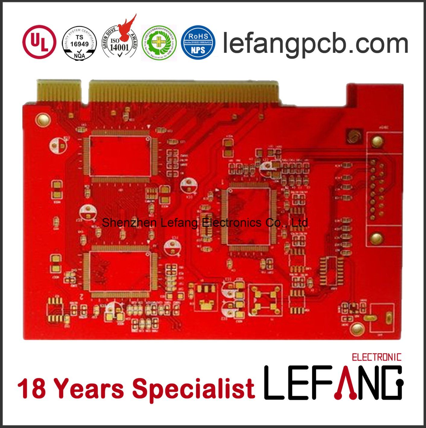 Red Solder Printed Circuit Board PCB Manufacturer with ISO 9001