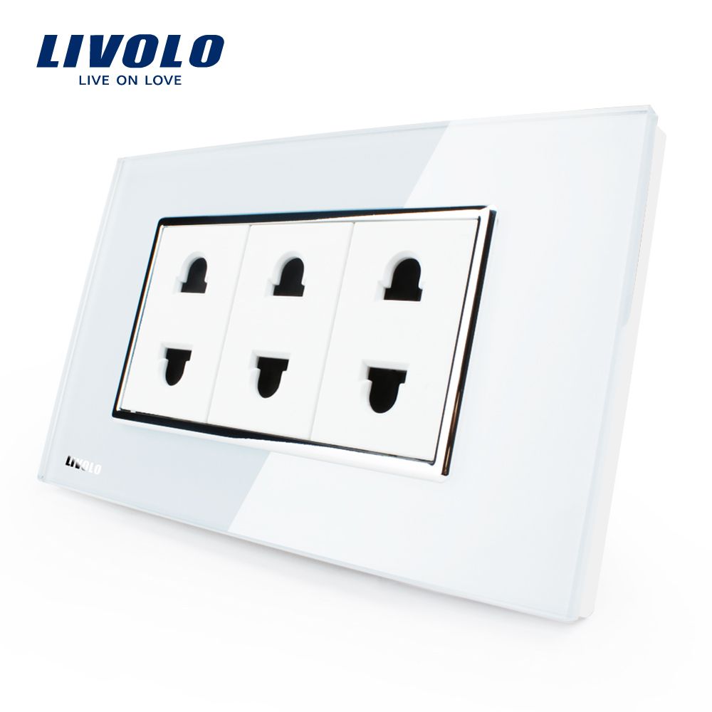 Livolo China 2 Pin Standard Wall Switch Power Triple Socket (VL-C3C3A-81/82)