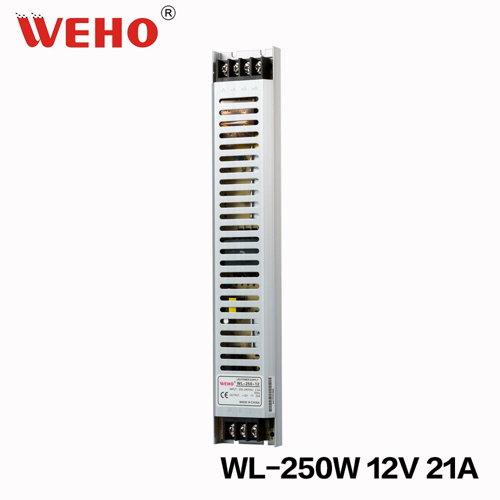 250W 12V Small Size Slim Indoor LED Power Supply (WL-250-12)