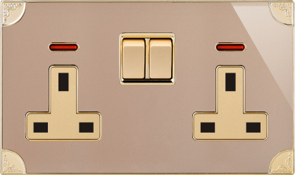 UK Double 13A Square-Pinned Switched Socket Outlet with Neon (N3)