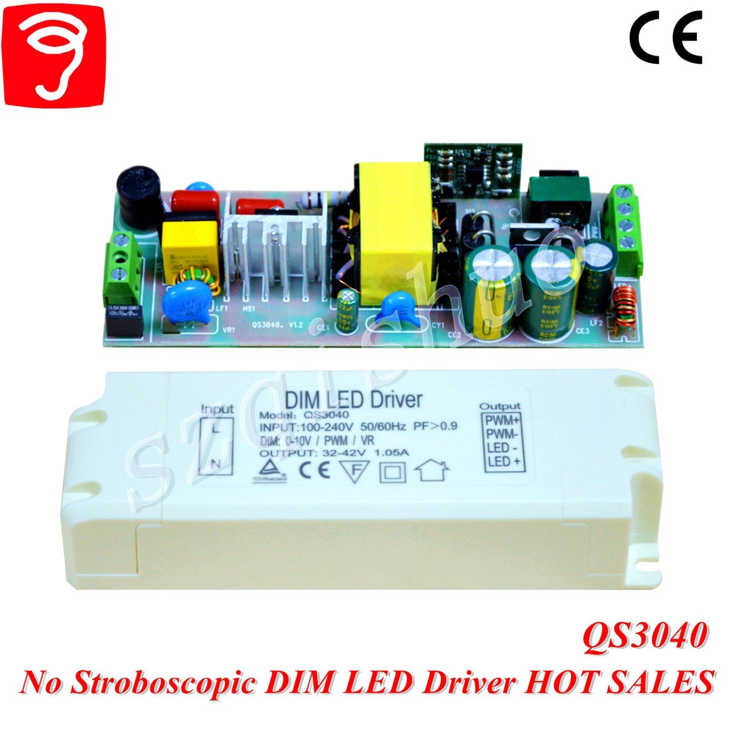 30-46W 0-10V Dimmable No Flicker Triangle LED Driver with Ce QS3040