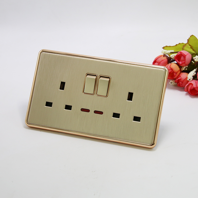 2018 New Model 2 Gang Switch Double Socket W/N