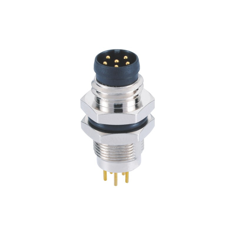 6pin M8 Male Rear Fastened Panel Connector with Ce Certification