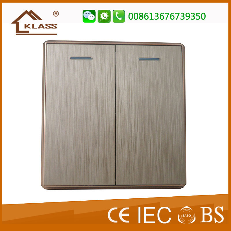 OEM Factory Supply Brushed Golden 2gang Light Switch