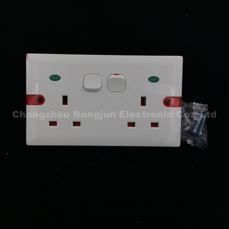 ABS Copper Double 13A Switch Socket with Neon (WS6336SDL)