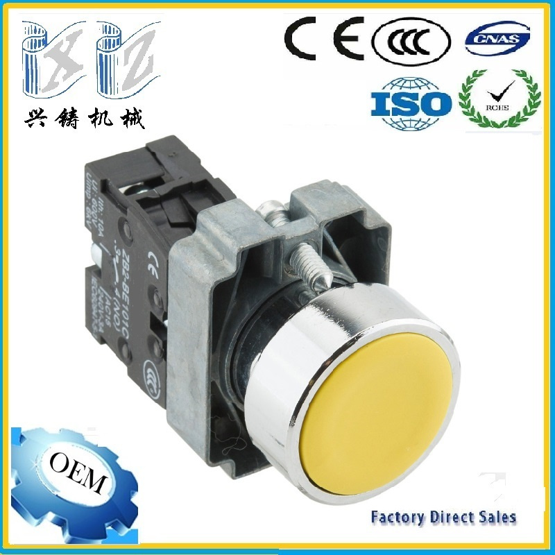 Manufacture Direct Sales Xb2-Ba51 Yellow Color 1 No (1 NC) 22mm Flat Head Metal Push Button Switch