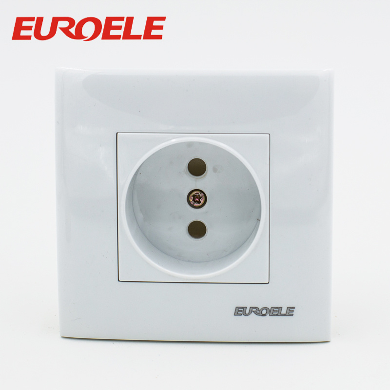 European Type PC White 1 Gang Socket Without Grounding