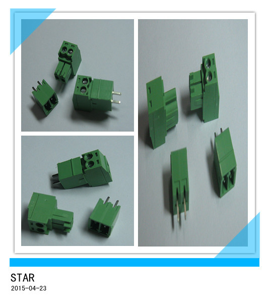 3.5mm Angle 2 Pin/Way Green Pluggable Type Screw Terminal Block Connector