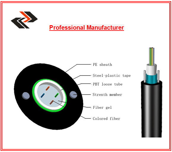 Optic Fiber Cable with Two Parallel Steel Wires Direct Burial GYXTW