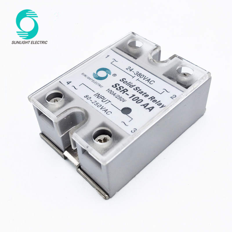 SSR-100AA 100A Control 90V-250V AC Output 24V-240VAC Single Phase SSR Relay Solid State Relay