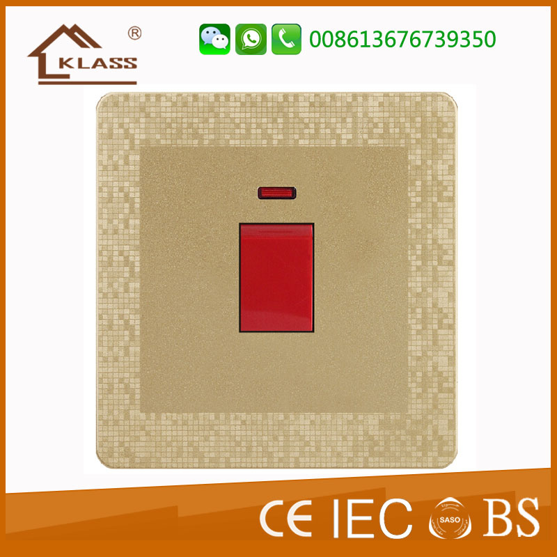 Wenzhou Factory 32A 1 Gang D/P Switch with Neon