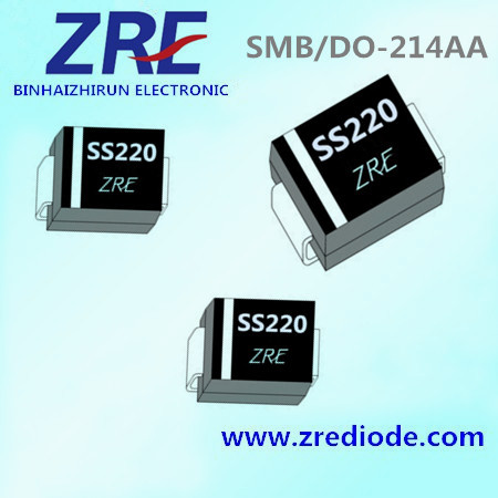 2A Schottky Barrier Rectifier Diode Ss22 Thru Ss220 SMB-Do/214AA Package
