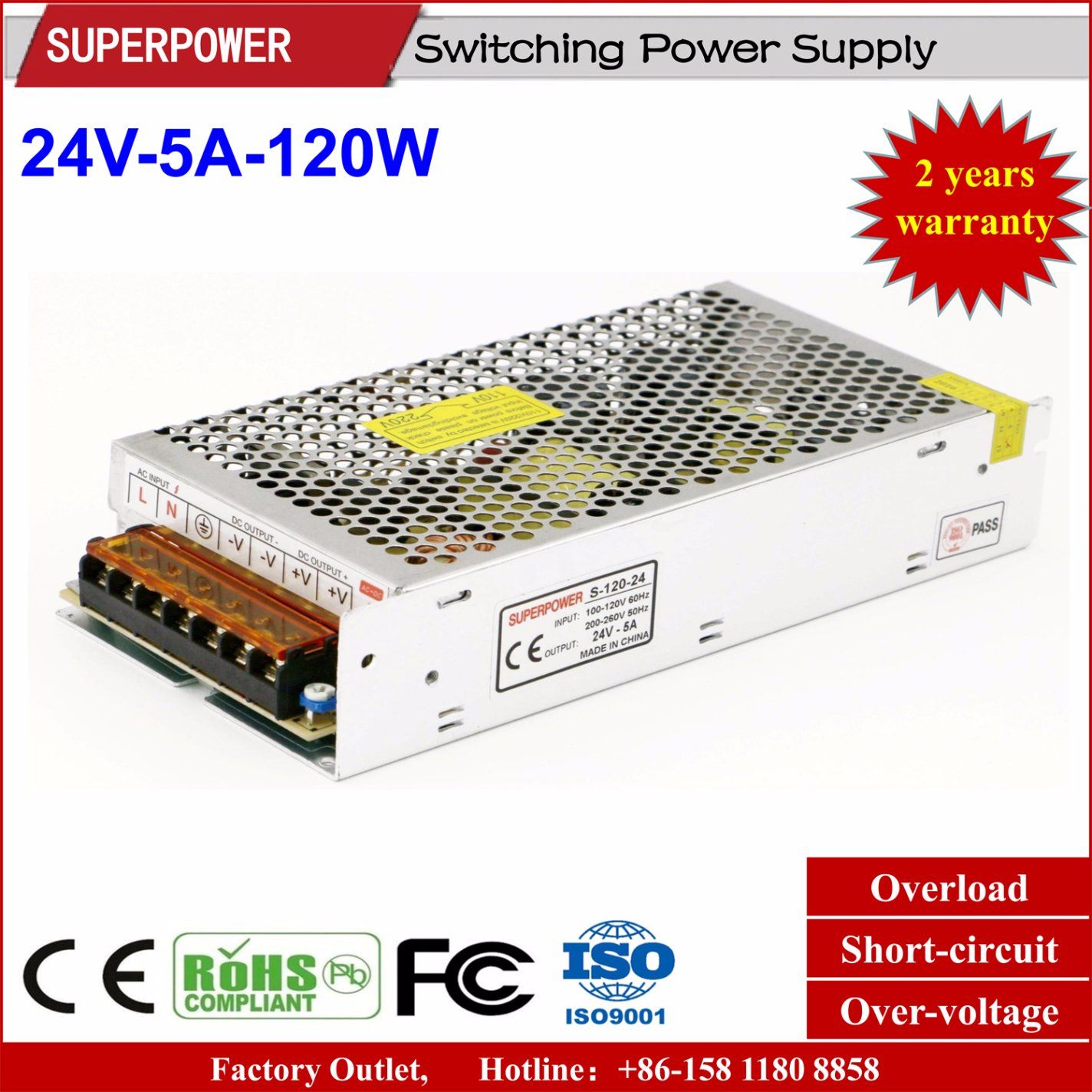 24V 5A 120W Switching Power Supply for Reserved for Printer