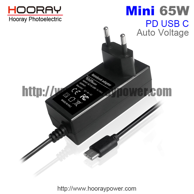 Universal 65W 5A Type-C Switching Power Adapter QC3.0 Fast Charger Pd Power Adapter Quick Charge Type C Pd Wall Travel Charger