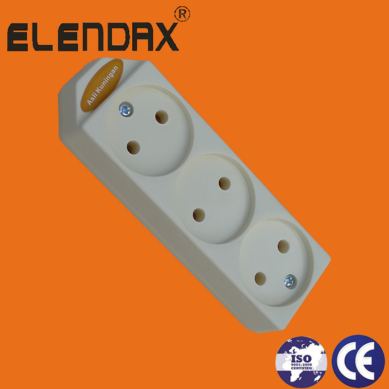 European Style 3-Way 2 Pin Extension Socket Outlet (E5003)