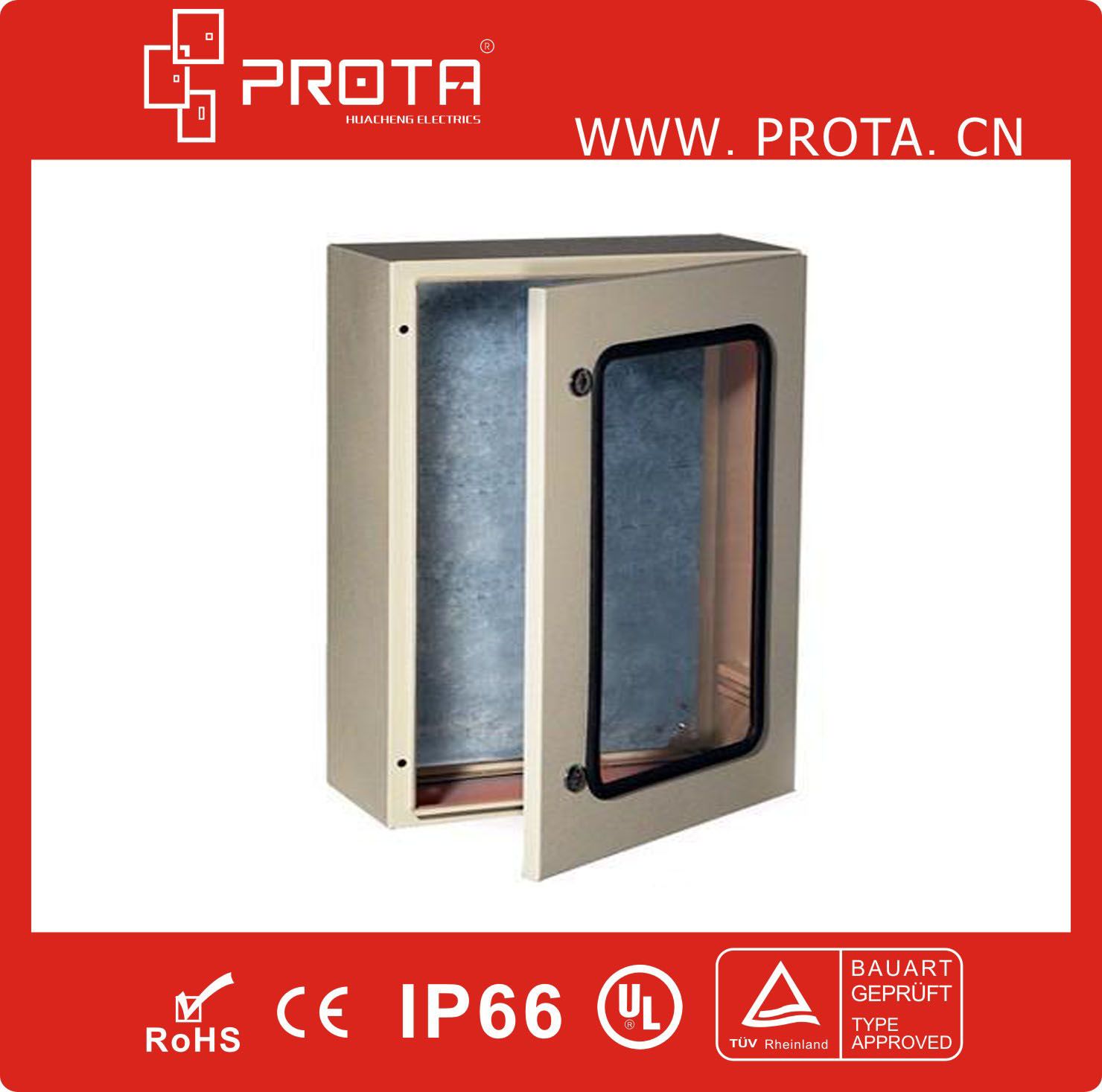 IP66 Waterproof Wall Mounted Enclosure with Plexiglass Inner Door