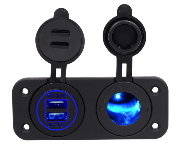 Marine Grade Dual USB Socket and Cigarette Lighter Power Socket DC 12V