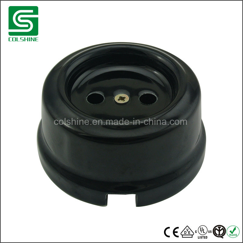 European Retro Ceramic Wall Socket Without Earth