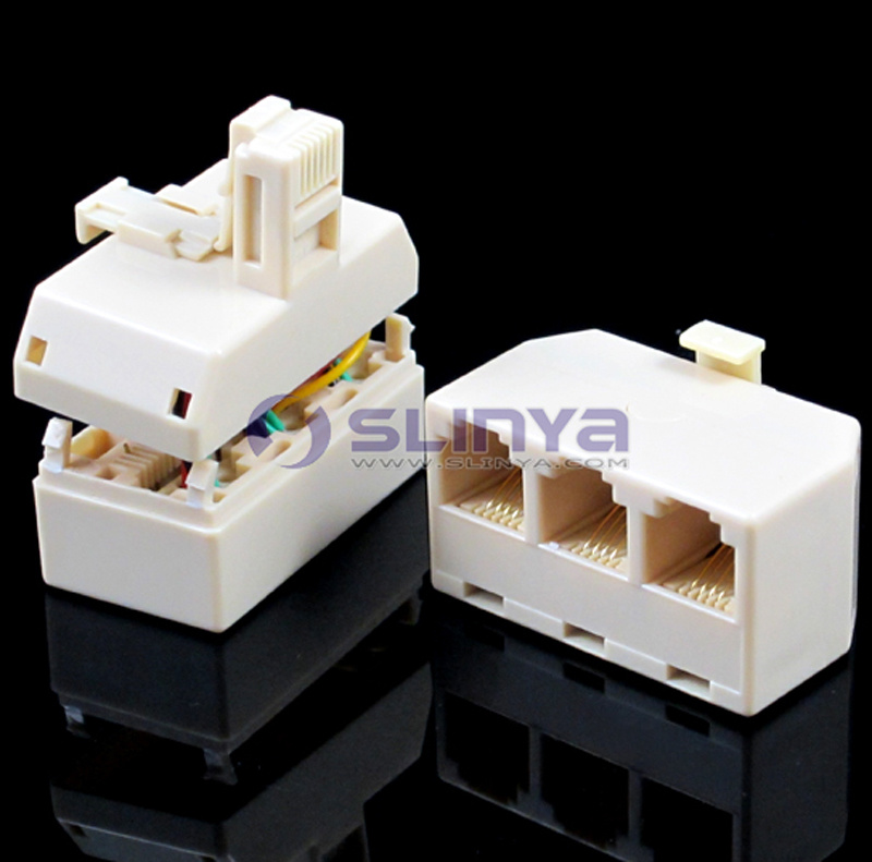 Sprint Telephone Triplex Jack Adaptor 3-Way Splitter Phone Rj11 Male to 3 Females 6p4c Splitter