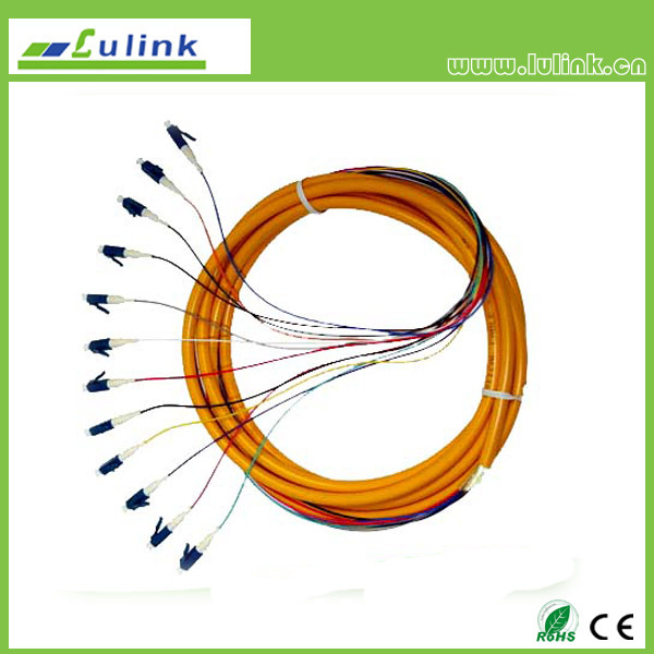 6 12 Core 0.9mm LC PC Fiber Optic Om3 Pigtail