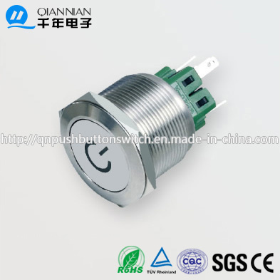 25mm 1no Nc/2no 2nc Resetable Self-Locking Flat Character Illuminated IP67 Ik10 Push Button Switch
