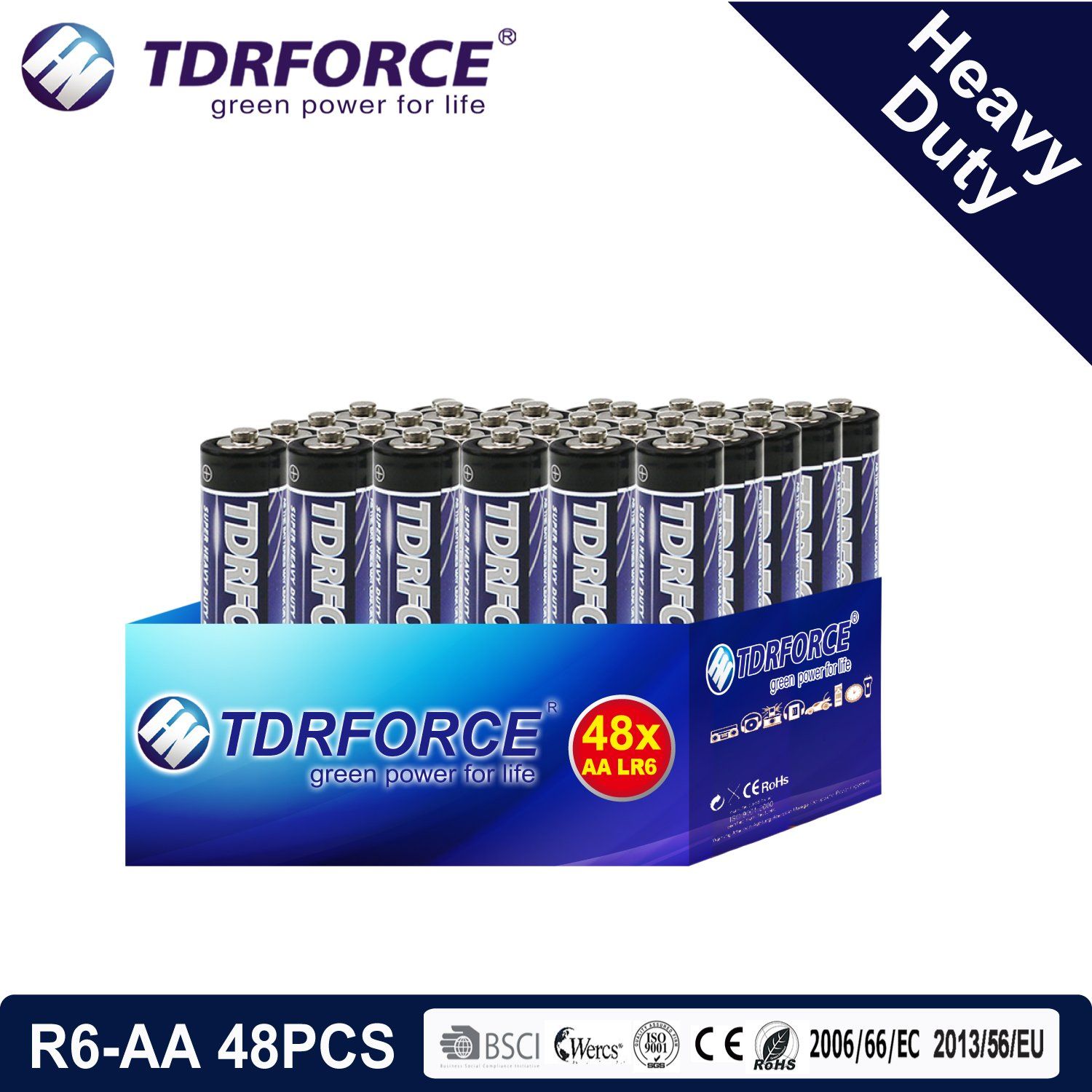 1.5V Heavy Duty Dry Battery with BSCI for Flashlight (R6-AA 48PCS)